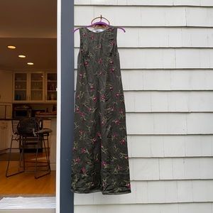 Vintage dark green silk and embroidered Prada evening dress. Size 42 (6/8)
